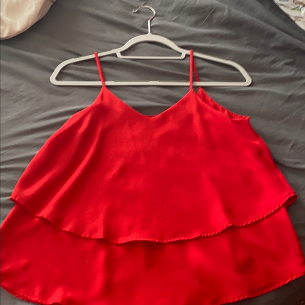 Red Annabella tank top with spaghetti straps